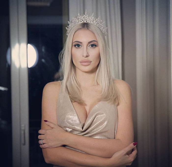 Diadema stil coroana cu pietricele pentru mireasa